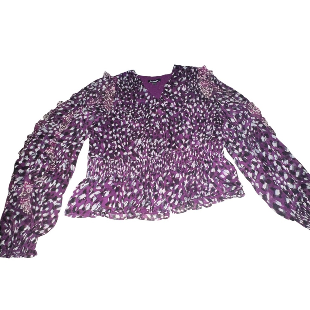 Express Purple Patterned Blouse - image 2